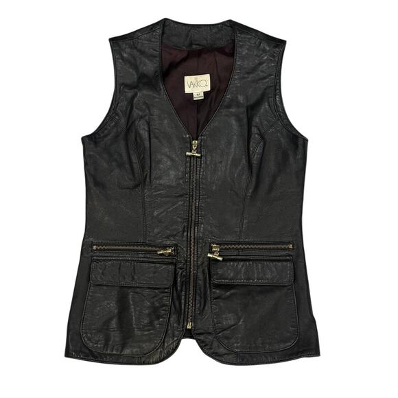 Vakko Jackets & Blazers - Vakko Genuine Leather Vest M Full Zip Black Moto Made in USA